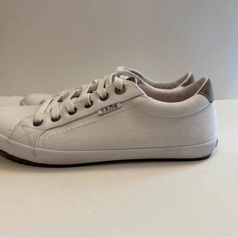 Taos Star Burst Canvas Lace-up Casual SneakerWith Brown Leather Accents Size 9.5 - Picture 5 of 12